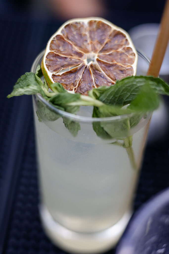 mint and lime water glass