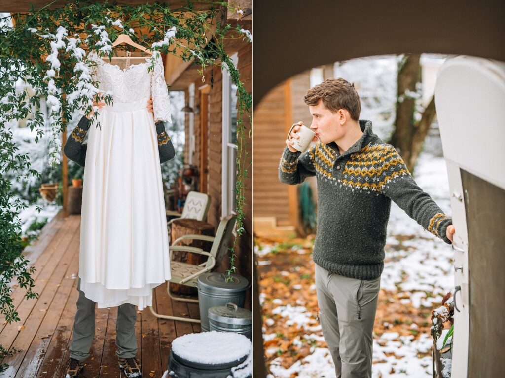 Groom with Bridal dress