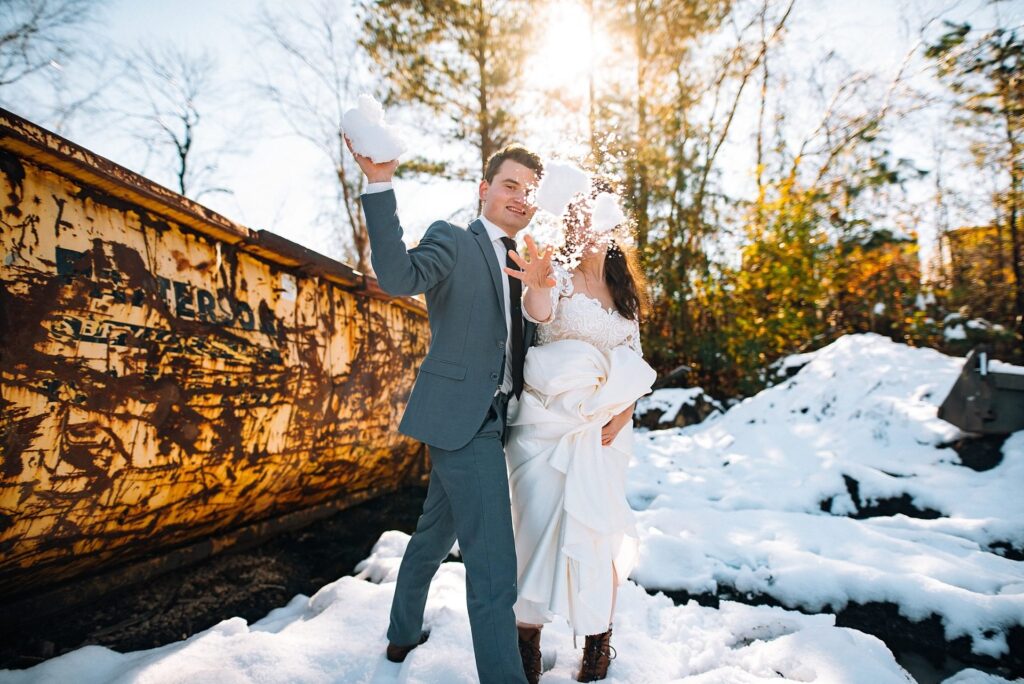 Andy and Rutgar wedding photo shoot in snow