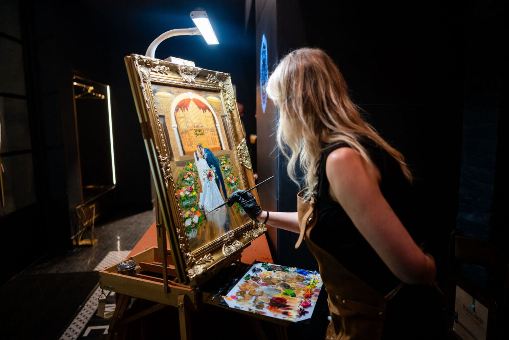 Making Hannah and Matt wedding painting