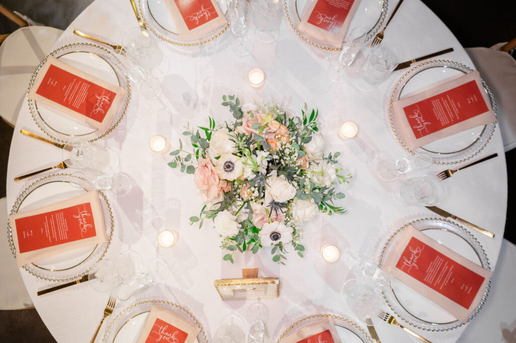 Jolene and Brett wedding party table